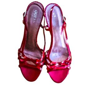 Guess by Marciano 2007 Red patent leather sling back heel.